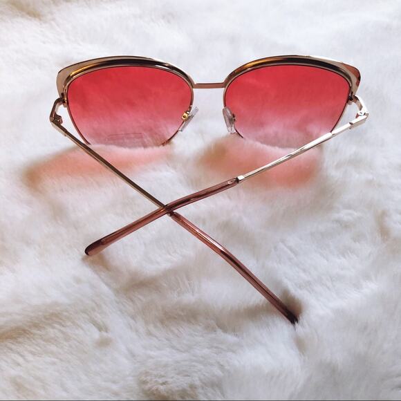 Robbie Pink Full Rim Retro Cat Eye Sunglasses - Picture 6 of 10